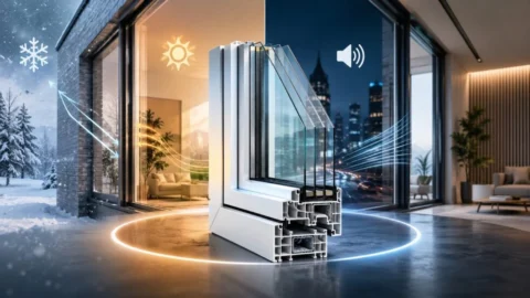 Fenster aus Polen mit moderner Mehrfachverglasung: energieeffiziente Wärmedämmung, wirksamer Schallschutz und zeitgemäßes Design im Wohnbereich.
