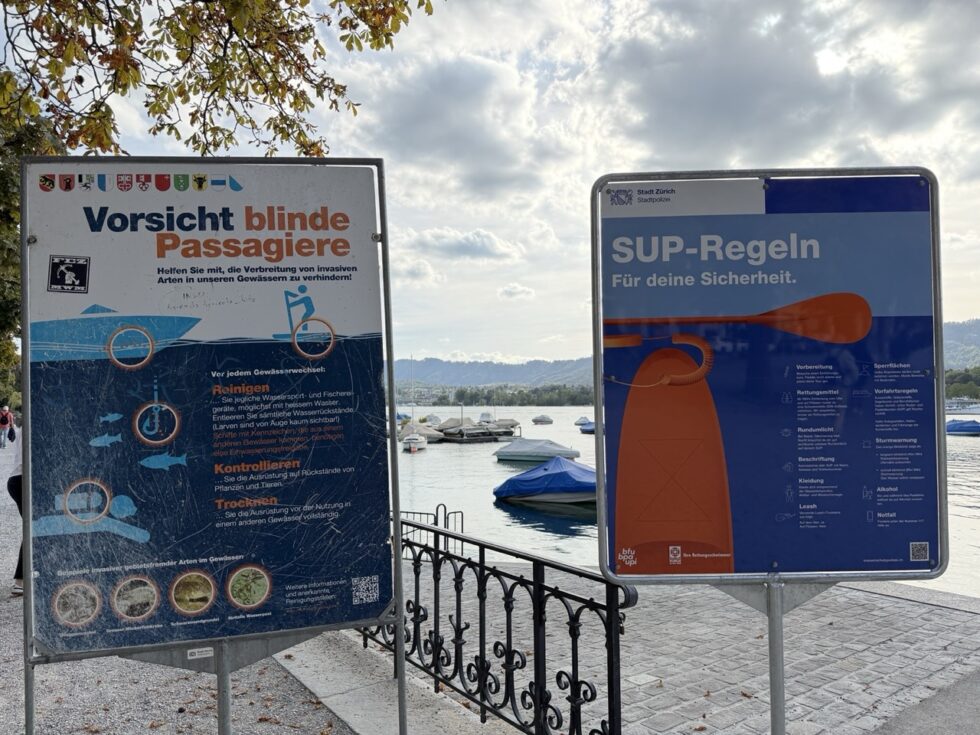 SUP-Regeln Zürichsee 2026: Was gilt für Rettungsweste, 300-Meter-Zone, Vorfahrt, Sperrflächen, Licht und Sturmwarnung? Alle Pflichten, Sicherheitsregeln und Hinweis für Stand-up-Paddler am Zürichsee.
