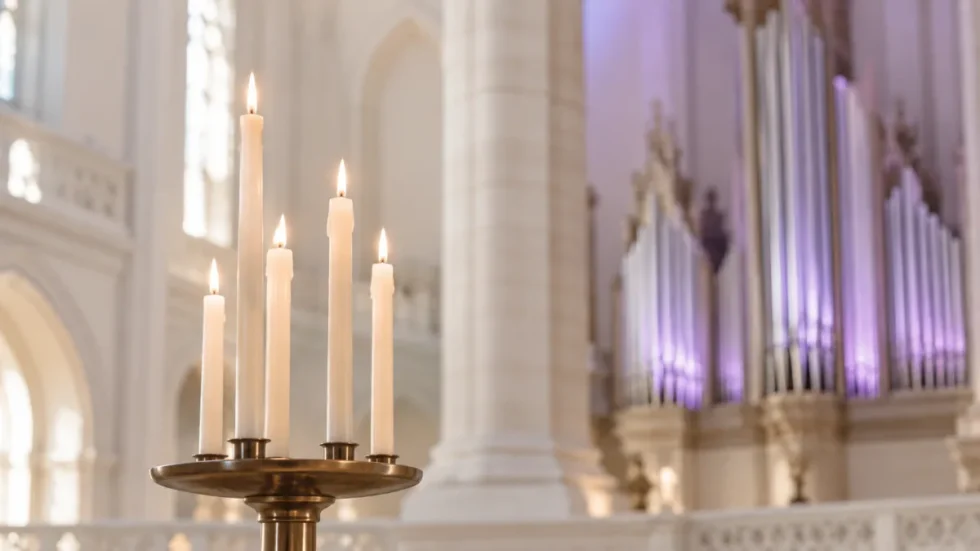 Halloween in Zürich: Kerzenlicht in einer Kirche vor dem Orgelkonzert