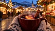 Weihnachtsm&auml;rkte 2026 Schweiz: Gl&uuml;hwein in Handschuhen vor beleuchteten Marktst&auml;nden